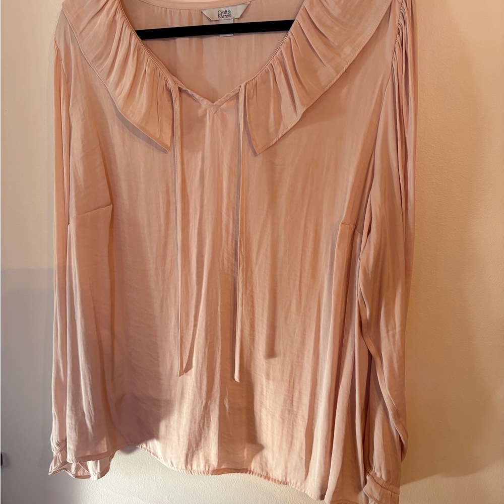 Croft & Barrow Blush Pink Ruffle Blouse